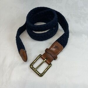 Kahala By Torino Sz 42 XL Belt - Navy‎ Blue Woven Belt Leather, Brass Detail